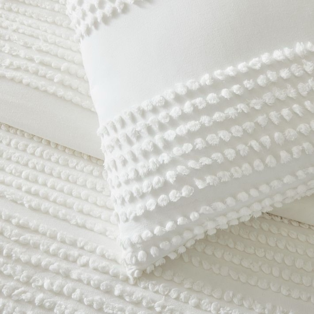 West Elm White Waffle Weave Duvet Cover